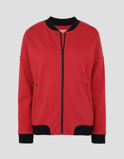 Scuderia Ferrari Online Store - Women's sweatshirt with full zip and print stripes on the sleeves -