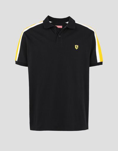 Scuderia Ferrari Online Store - Polo de piqué de algodón con Icon Tape para hombre - Polos de manga corta