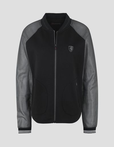 Scuderia Ferrari Online Store - Women’s double knit sweater with silver sleeves - Zip Sweaters