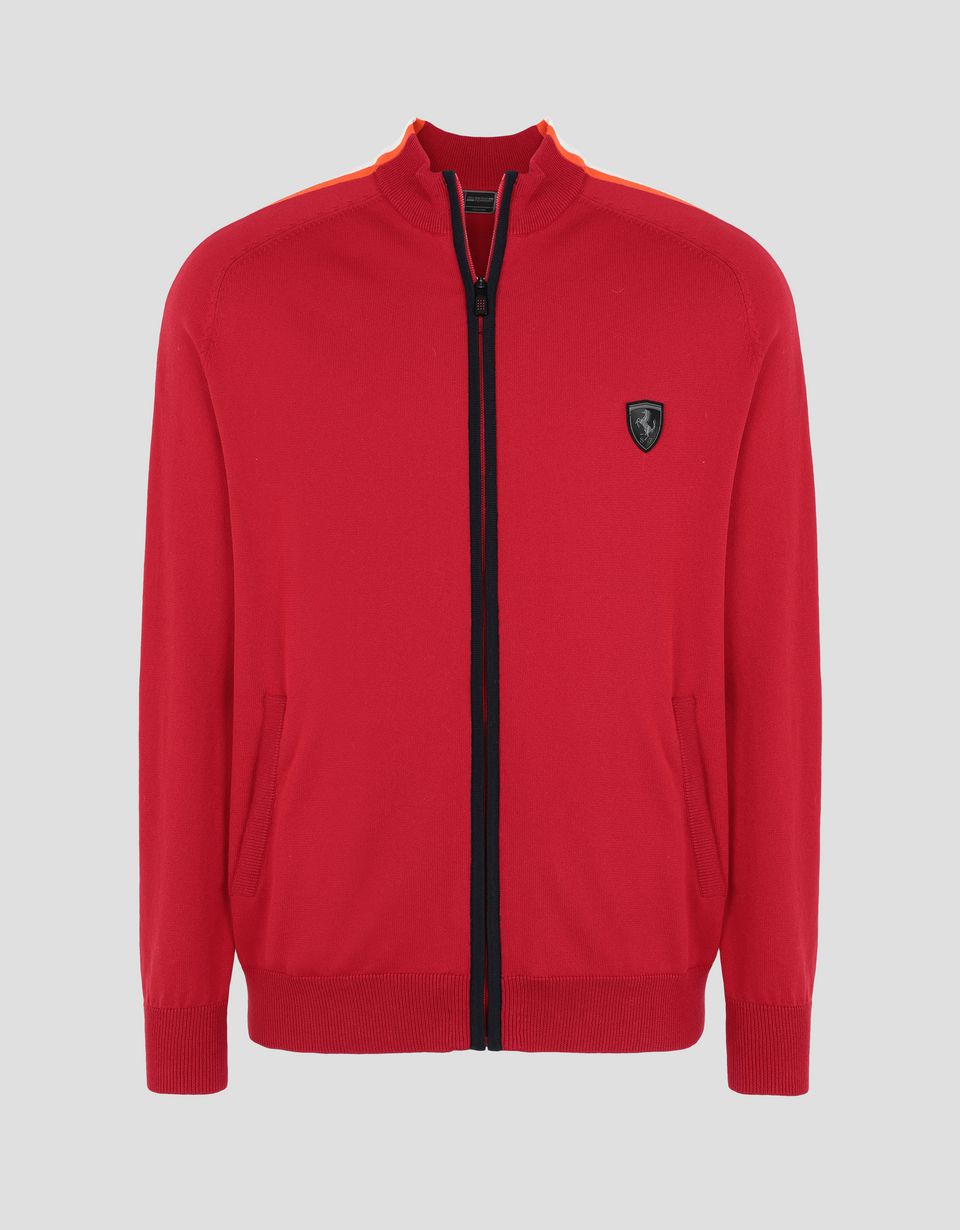 Ferrari Men's sweater with zipper and contrasting stripes Man ...