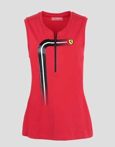 Scuderia Ferrari Online Store - Women's cotton jersey vest with circuit print -