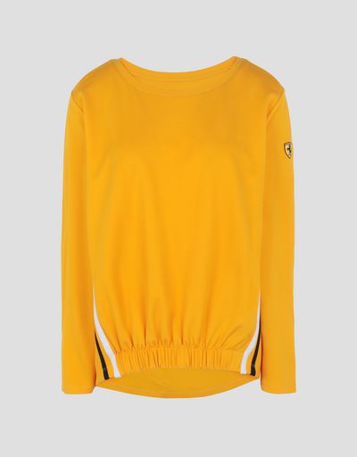 Scuderia Ferrari Online Store - Women's Scuderia Ferrari sweater with three-quarter-length sleeves - Crew Neck Sweaters