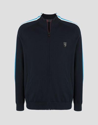 Scuderia Ferrari Online Store - Men's sweater with zipper and contrasting stripes - Zip Sweaters