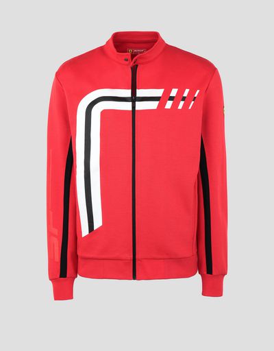 Scuderia Ferrari Online Store - Men’s double knit sweater with zipper - Zip Sweaters