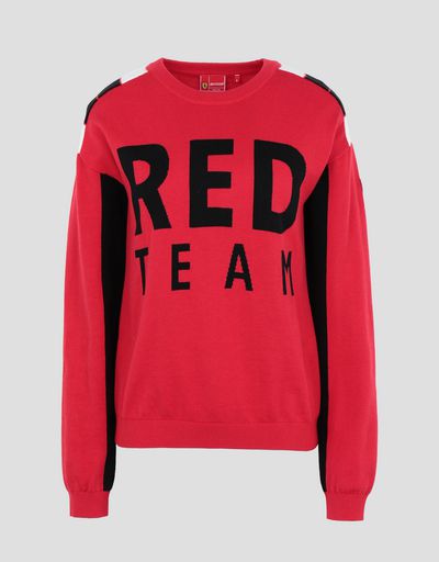 Scuderia Ferrari Online Store - Women’s cotton tricot RED TEAM sweater - Crew Neck Sweaters