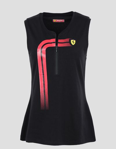 Scuderia Ferrari Online Store - Women’s jersey tank with track print - Tank Tops