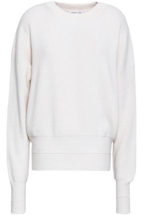 HELMUT LANG Distressed cotton, wool and cashmere-blend sweater