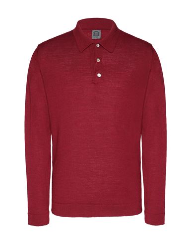 8 By Yoox Merino Wool L/sleeve Polo Shirt Man Sweater Burgundy Size S Merino Wool In Gray