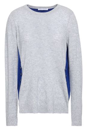 DUFFY Button-detailed two-tone cashmere sweater