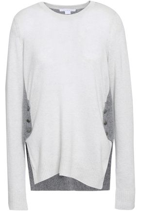 DUFFY Button-detailed two-tone cashmere sweater