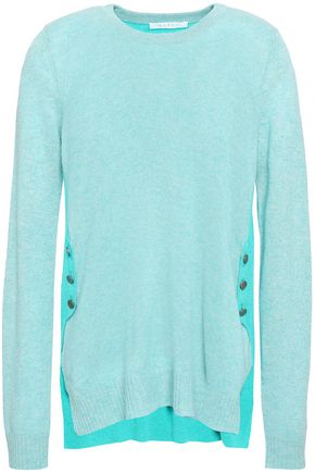 DUFFY Button-detailed two-tone cashmere sweater