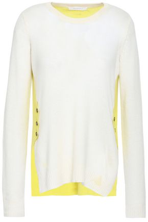 DUFFY Button-detailed two-tone cashmere sweater