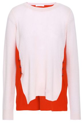 DUFFY Button-detailed two-tone cashmere sweater