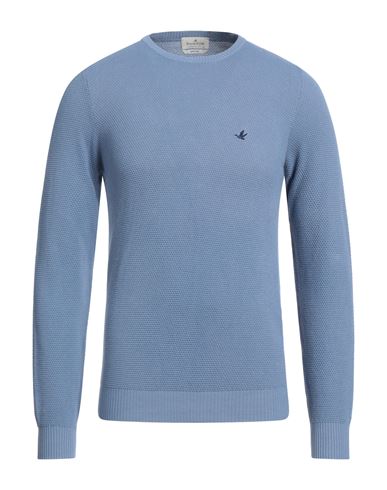 Brooksfield Man Sweater Pastel Blue Size 46 Cotton