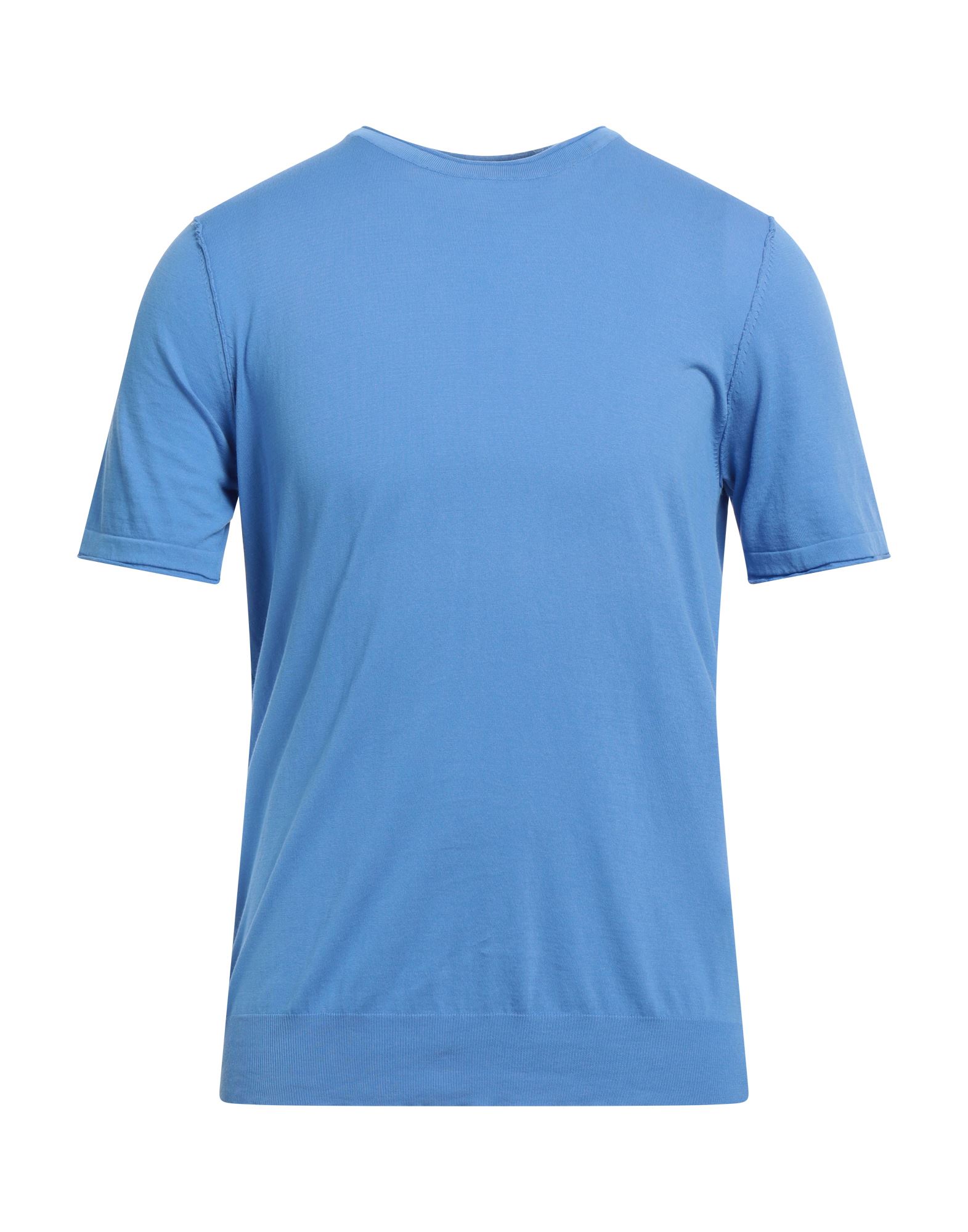 Shop Jeordie's Man Sweater Azure Size L Cotton In Blue