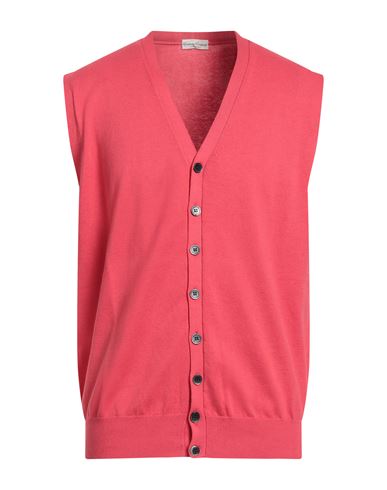 Cashmere Company Man Cardigan Coral Size 44 Cotton, Silk In Red