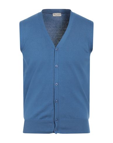 Cashmere Company Man Cardigan Pastel Blue Size 38 Cotton, Silk