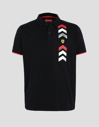 Scuderia Ferrari Online Store - Men's jersey polo with arrow print - Short Sleeve Polos