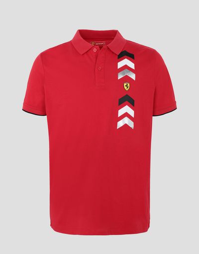 Scuderia Ferrari Online Store - Men's jersey polo with arrow print - Short Sleeve Polos