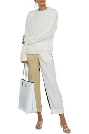 Haider Ackermann Quilted Washed Crepe De Chine Sweatshirt In Ivory