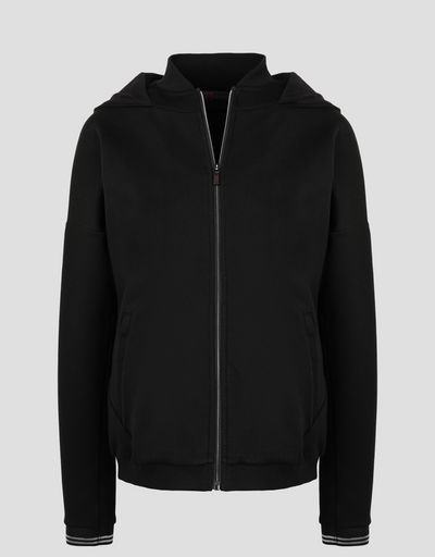 Scuderia Ferrari Online Store - Women's double knit sweater with laurel embroidery - Zip Hood Sweaters