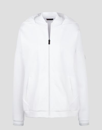 Scuderia Ferrari Online Store - Women's double knit sweater with laurel embroidery - Zip Hood Sweaters
