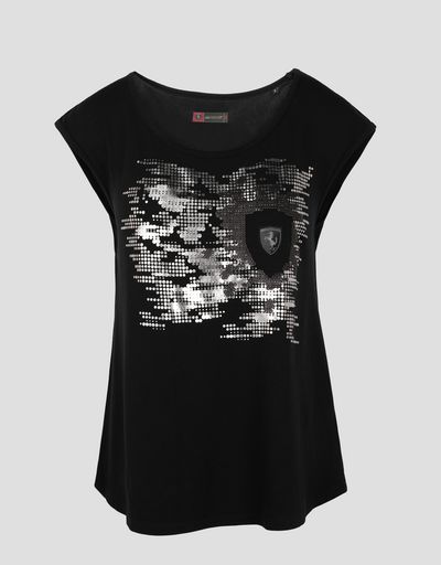 Scuderia Ferrari Online Store - T-shirt femme Scuderia Ferrari pailleté - T-shirts à manches courtes