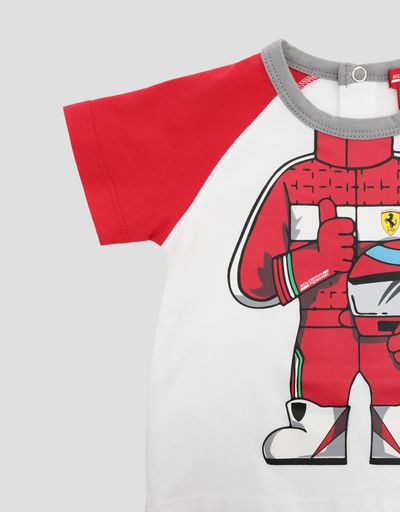 Scuderia Ferrari Online Store - Infant cotton T-shirt with driver print - Short Sleeve T-Shirts