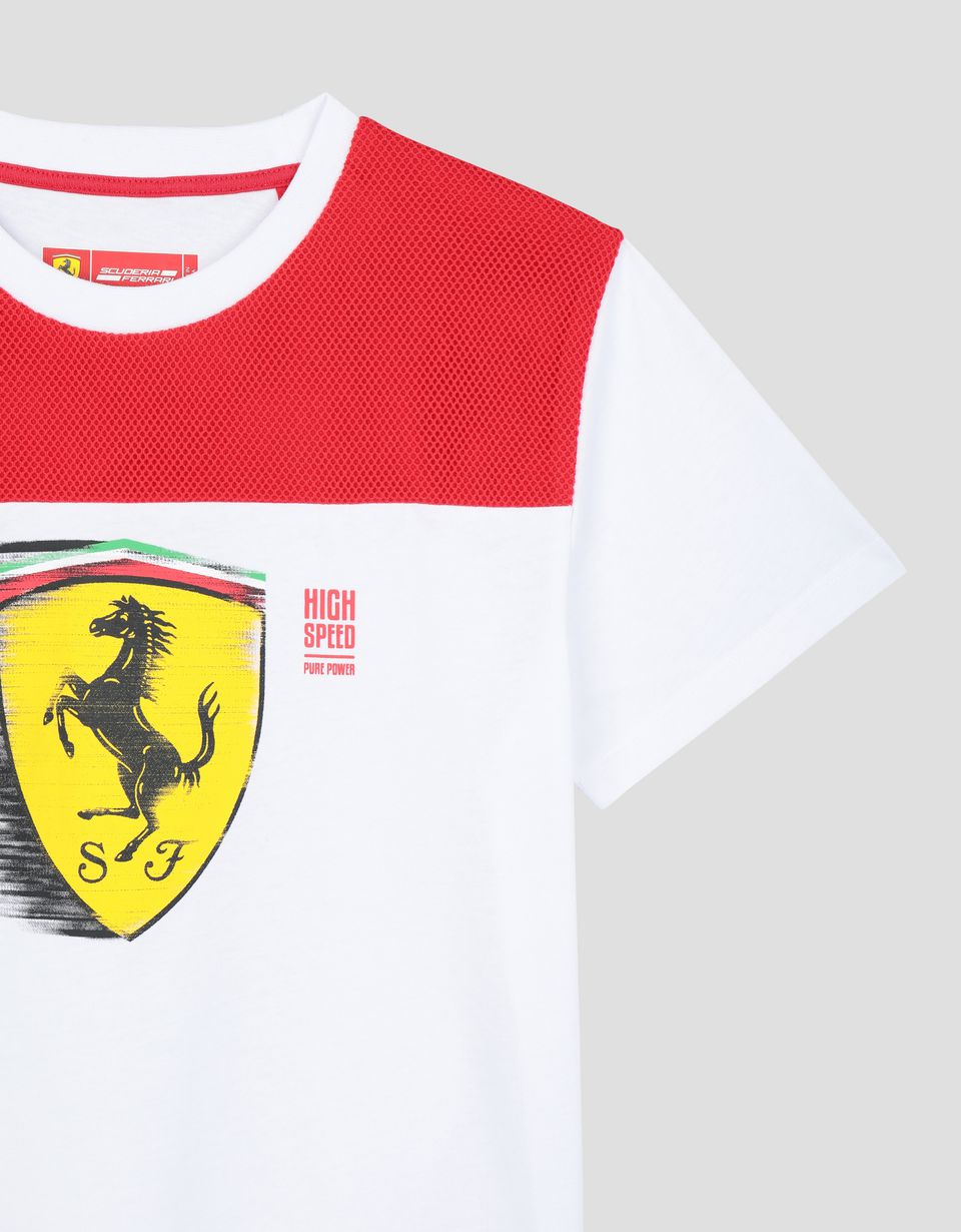 Camiseta para chico con estampado dinámico de escudo de Ferrari Ferrari