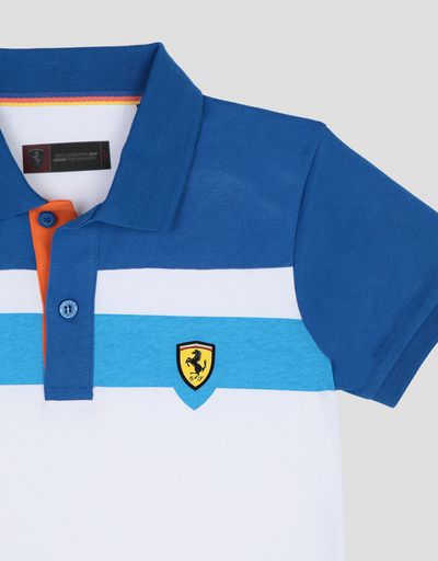 Scuderia Ferrari Online Store - Polo junior en coton avec rayures colorées - Polos à manches courtes
