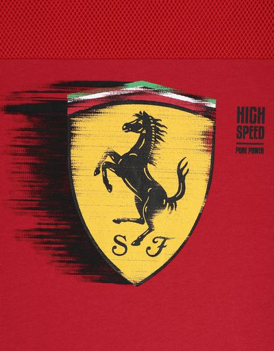 Scuderia Ferrari Online Store - Boys’ T-shirt with dynamic printed Ferrari Shield - Short Sleeve T-Shirts