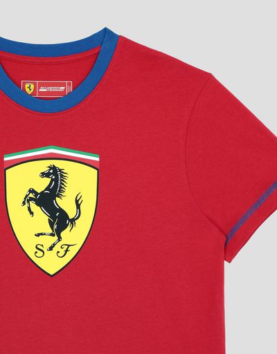Scuderia Ferrari Online Store - Scuderia Ferrari boy's T-shirt in cotton jersey with contrast stitching - Short Sleeve T-Shirts