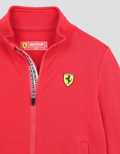 Scuderia Ferrari Online Store - Kids Scuderia Ferrari sweatshirt with Shield Icon Tape - Zip Jumpers