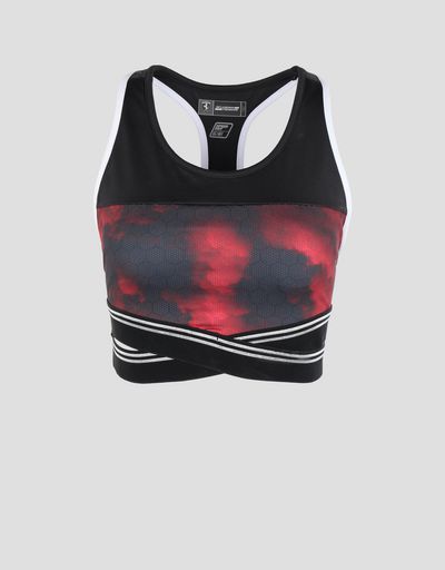 Scuderia Ferrari Online Store - Scuderia Ferrari sports bra with Red Clouds print - Tank Tops