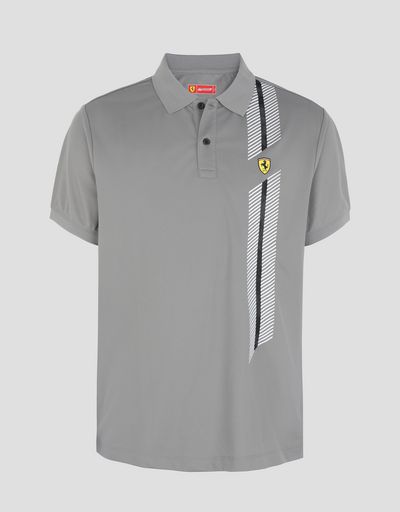 Scuderia Ferrari Online Store - Men's polo shirt in technical piqué with print - Short Sleeve Polos
