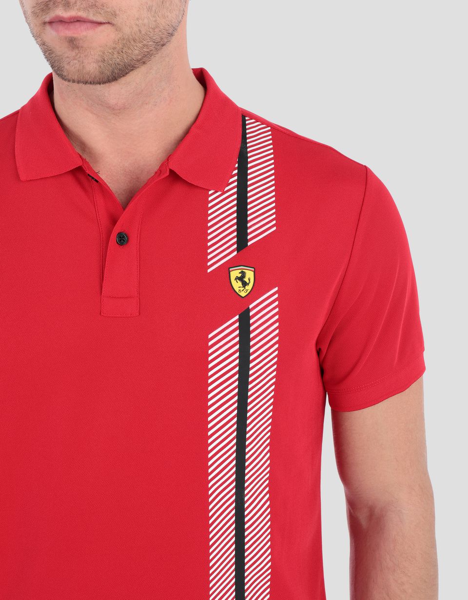 Ferrari Men's polo shirt in technical piqué with print Man Scuderia