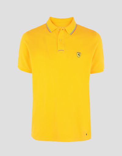 Scuderia Ferrari Online Store - Men's piqué cotton polo shirt - Short Sleeve Polos