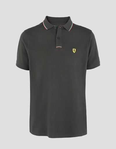 Scuderia Ferrari Online Store - Men's piqué cotton polo shirt -
