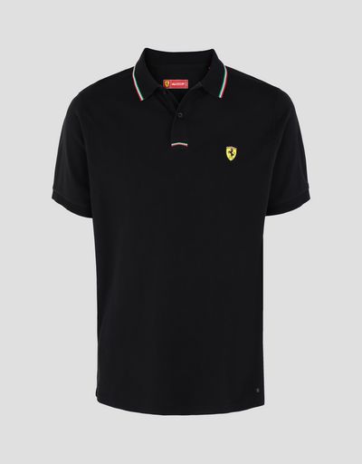 Scuderia Ferrari Online Store - Men's piqué cotton polo shirt - Short Sleeve Polos