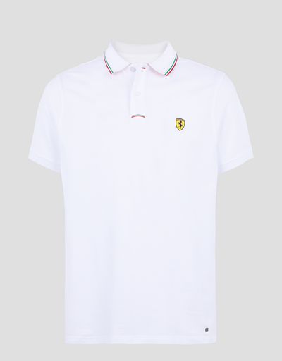 Scuderia Ferrari Online Store - Herren-Poloshirt aus Baumwollpikee - Kurzärmelige Poloshirts