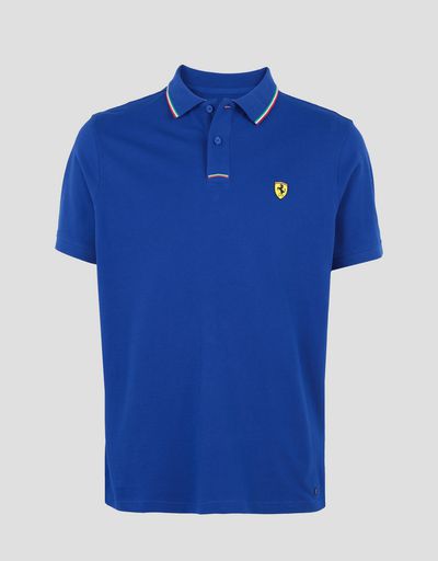 Scuderia Ferrari Online Store - Men's piqué cotton polo shirt - Short Sleeve Polos