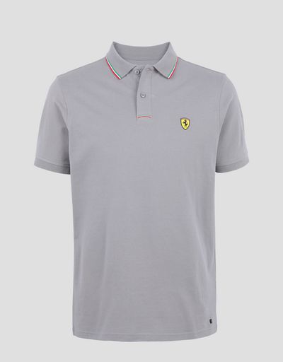 Scuderia Ferrari Online Store - Men's piqué cotton polo shirt - Short Sleeve Polos
