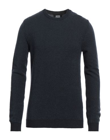 Alpha Studio Man Sweater Navy Blue Size 38 Cotton