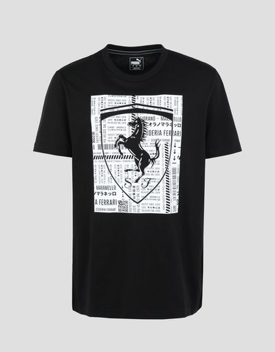Scuderia Ferrari Online Store - Men’s cotton T-shirt with large Ferrari Shield - Short Sleeve T-Shirts