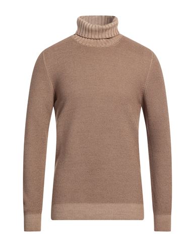 Gran Sasso Man Turtleneck Camel Size 40 Virgin Wool In Beige