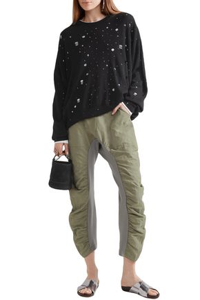 Click to view more detailed imagery on our partner's website Alexander Wang Woman Distressed Stretch-Knit Sweater Black