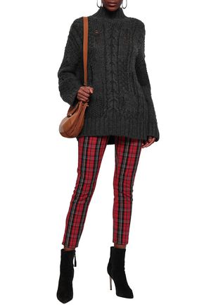 Click to view more detailed imagery on our partner's website Current Elliott Current/Elliott Woman Distressed Cable-Knit Turtleneck Sweater Anthracite