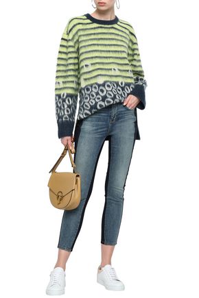 Click to view more detailed imagery on our partner's website Current Elliott Current/Elliott Woman The Wes Printed Brushed-Knitted Sweater Lime Green