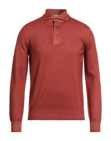 Gran Sasso Man Sweater Rust Size 42 Virgin Wool In Red