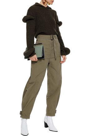 Click to view more detailed imagery on our partner's website Jw Anderson J.W.Anderson Woman Ribbed Wool And Alpaca-Blend Hoodie Army Green